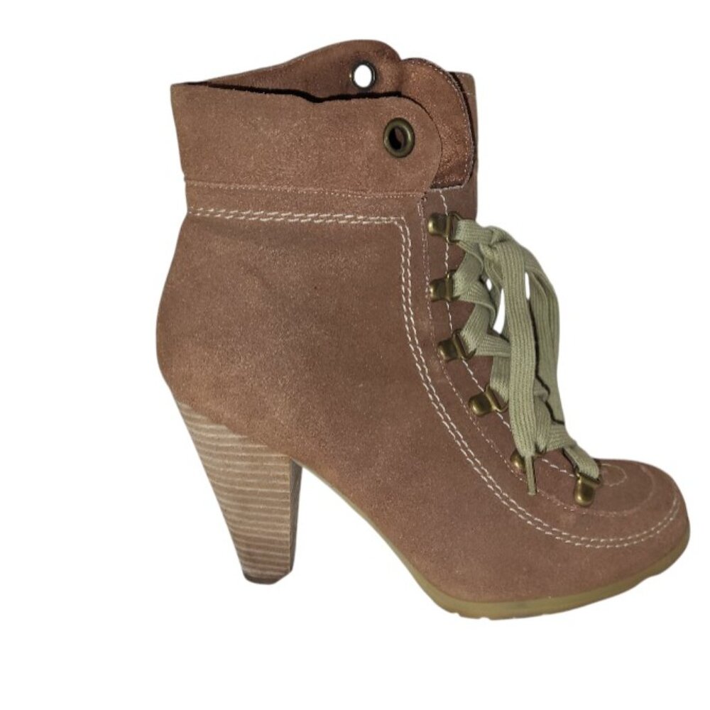 Chinese Laundry Chestnut Fearsome Ankle Boots - Suede Chestnut Zipper, Laces - 8